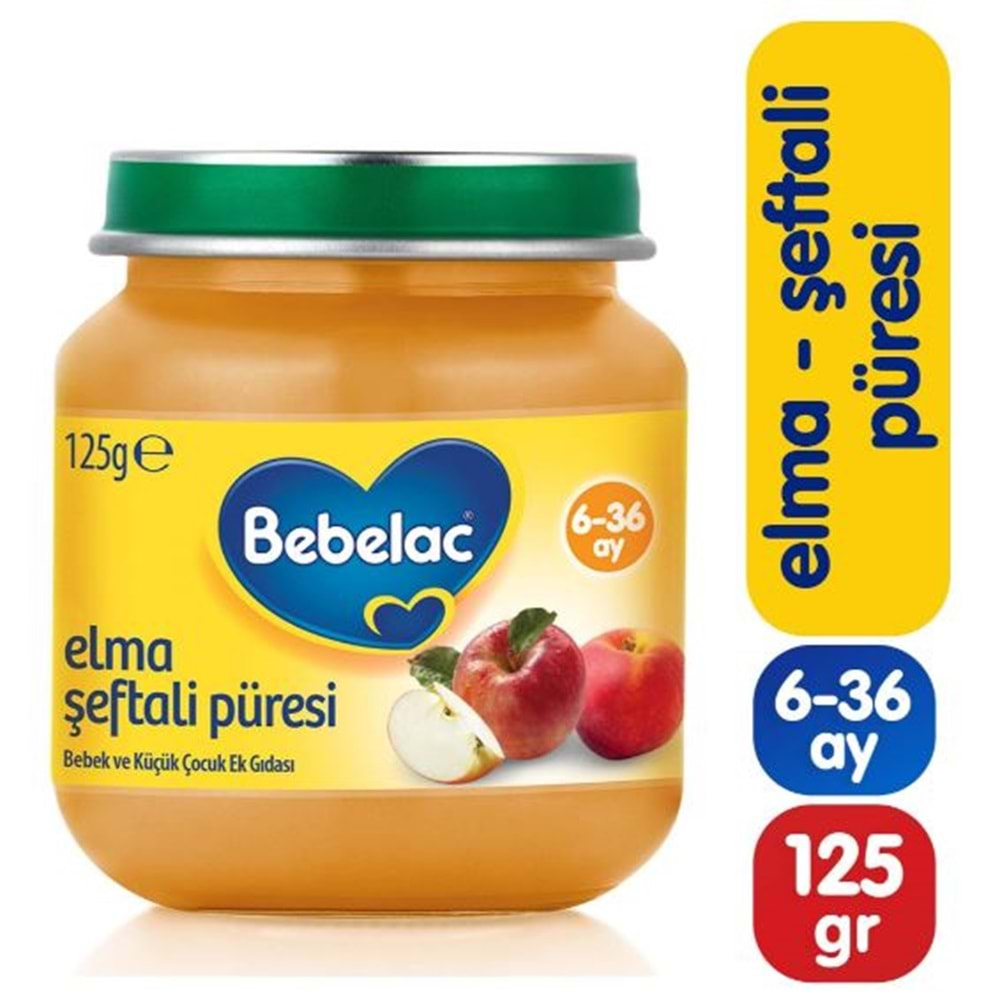 Bebelac Şeftali Elma Püresi Kavanoz Maması 125 Gr