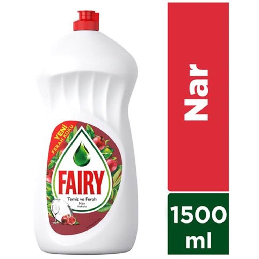 Fairy Temiz & Ferah Nar Kokulu Sıvı Bulaşık Deterjanı, 1500 Ml