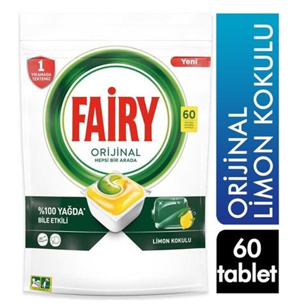 Fairy Hepsi Bir Arada 60 Yıkama Bulaşık Makinesi Deterjanı Kapsülü Limon Kokulu