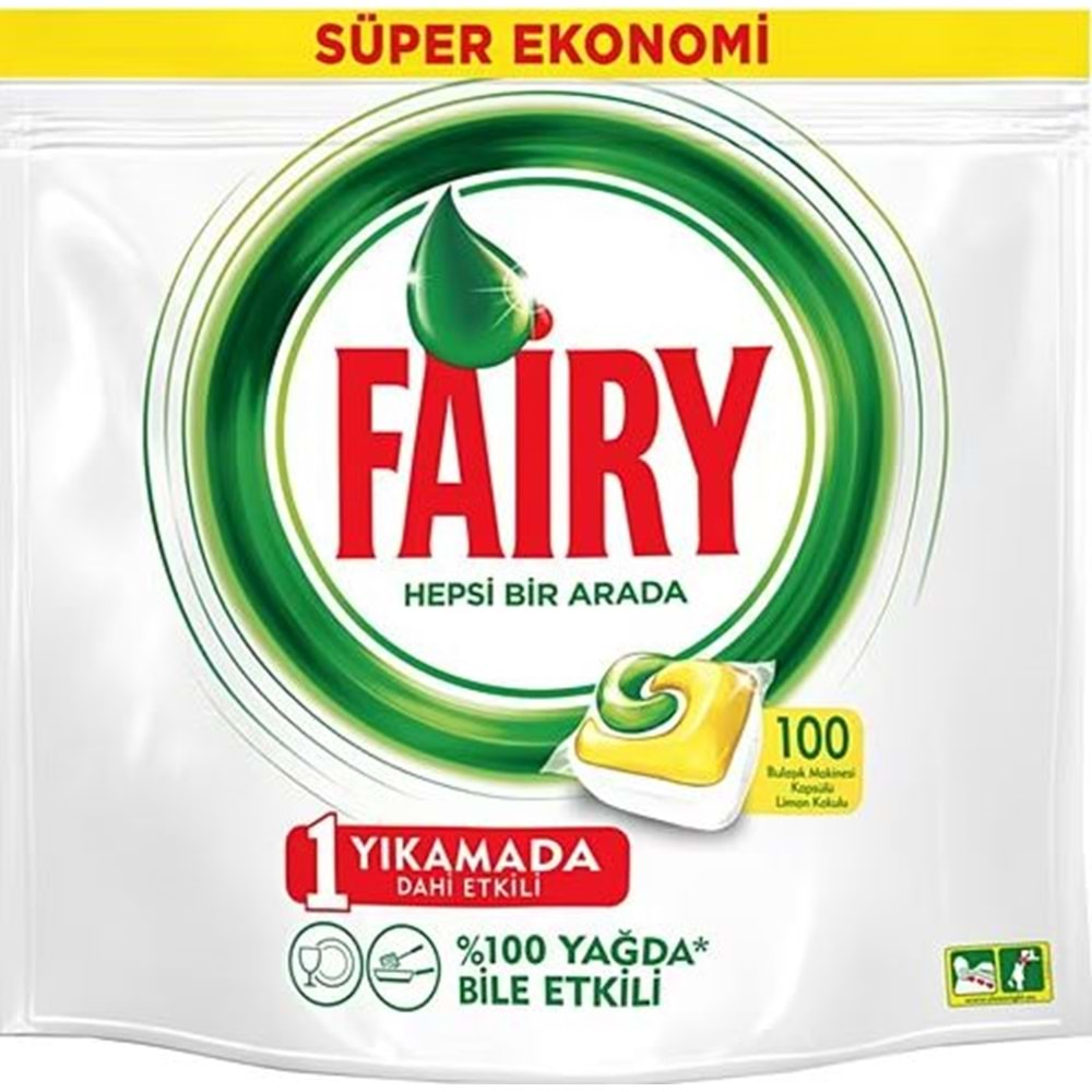 Fairy Hepsi Bir Arada Limon 100'lü Bulaşık Makinesi Kapsülü