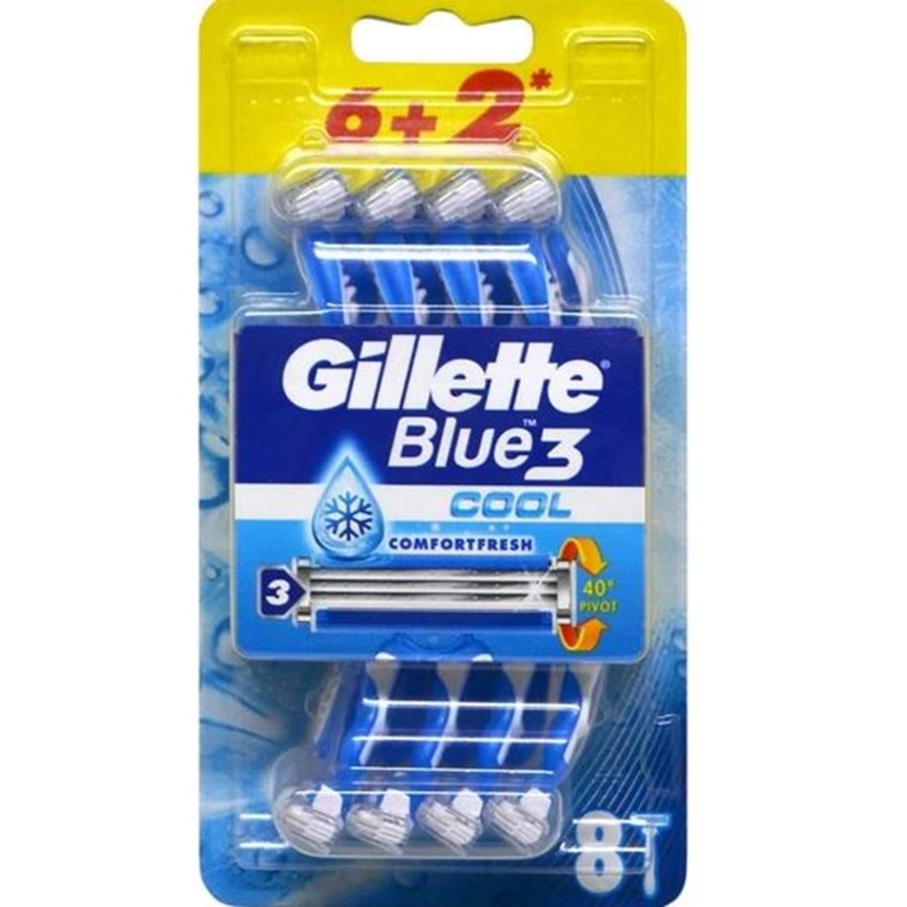 Gillette Blue3 Cool Kullan At Tıraş Bıçağı 6+2'li