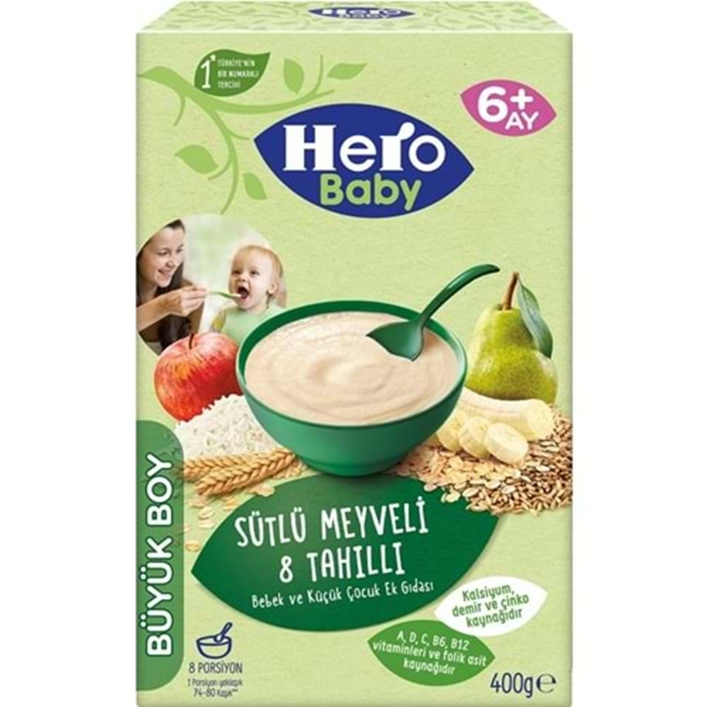 Hero Baby Sütlü 8 Tahıllı Meyveli Ekonomik Paket 400 Gr