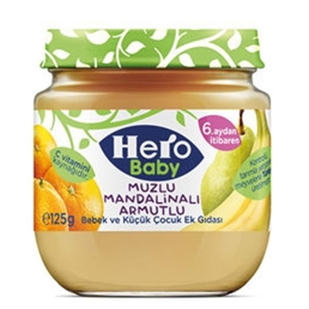 Hero Baby Muz Mandalina Armut Püreli Kavanoz Mama 125 Gr