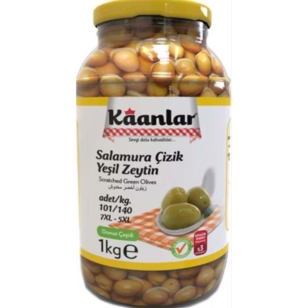 Kaanlar 1000 Gr Çizik Yeşil Zeytin