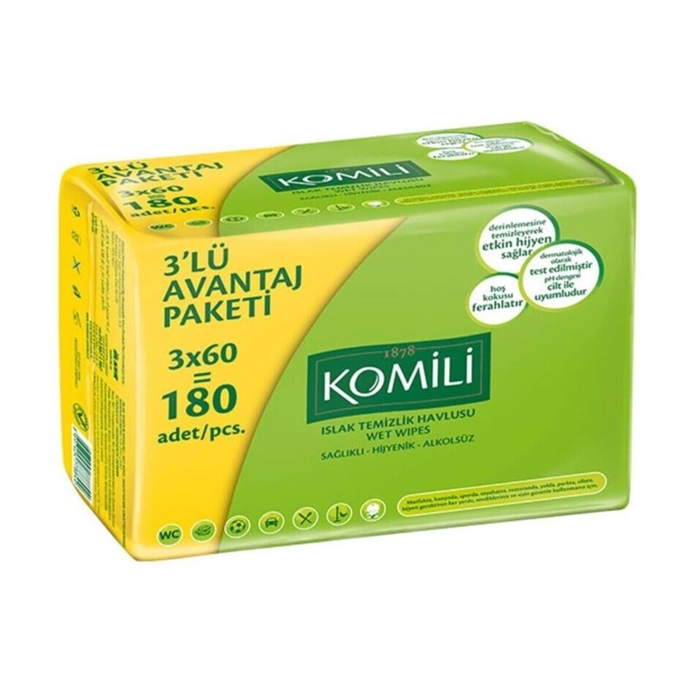 Komili Islak Havlu 3x60'lı