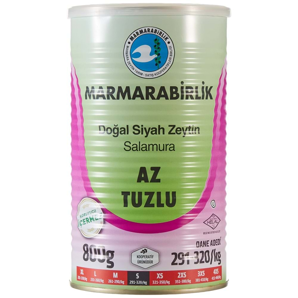 Marmarabirlik Az Tuzlu Doğal Salamura Sulu Zeytin 800 Gr