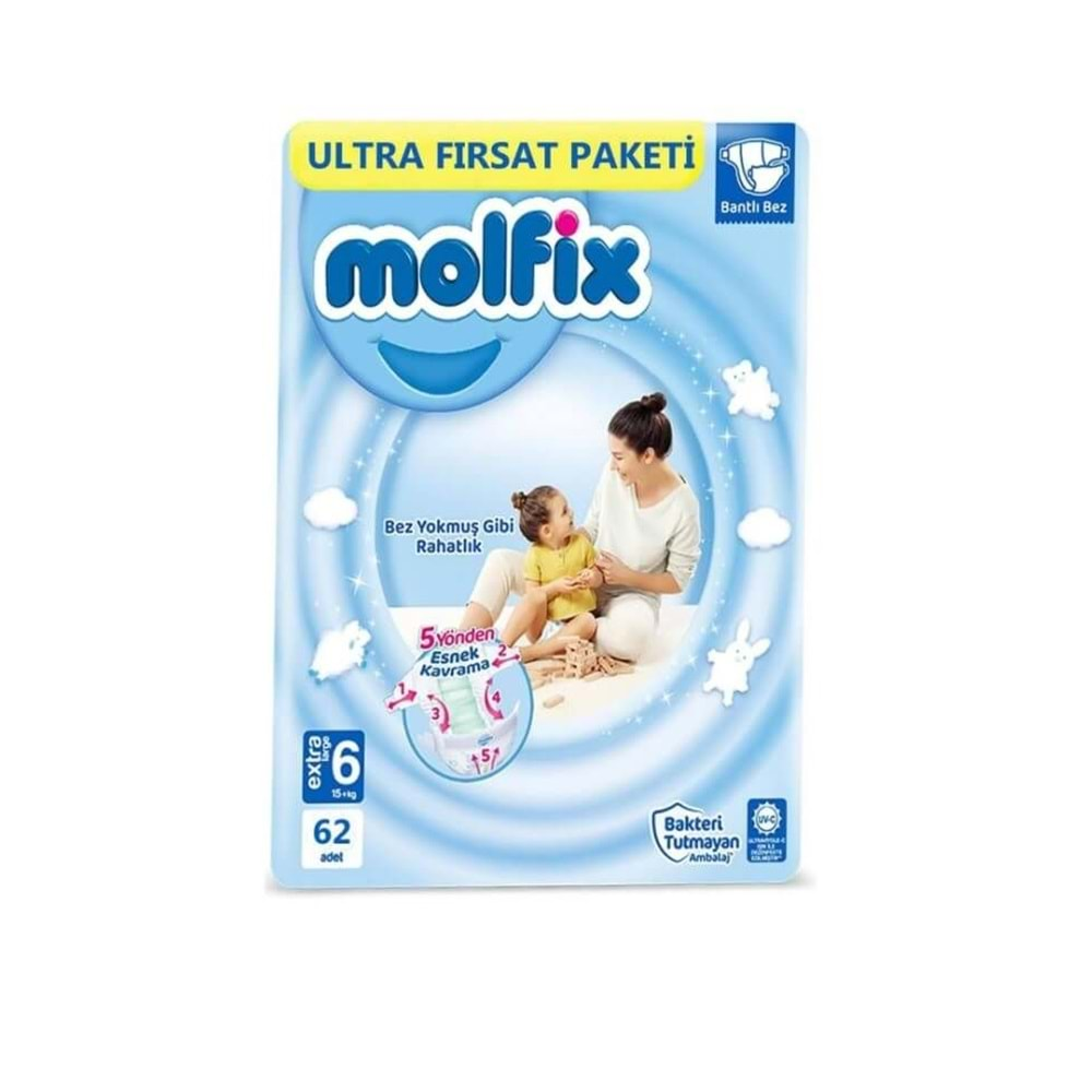 Molfix Extra Large 6 Numara 62 Adet Bebek Bezi