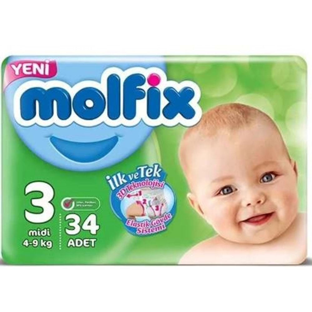 Molfix Bebek Bezi 3 Beden 4-9 Kg 34 Adet