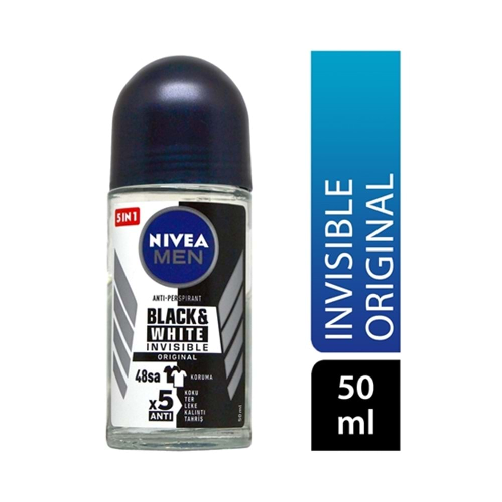 Nivea İnvisible Black White Original 50 ml Erkek Roll-On Men