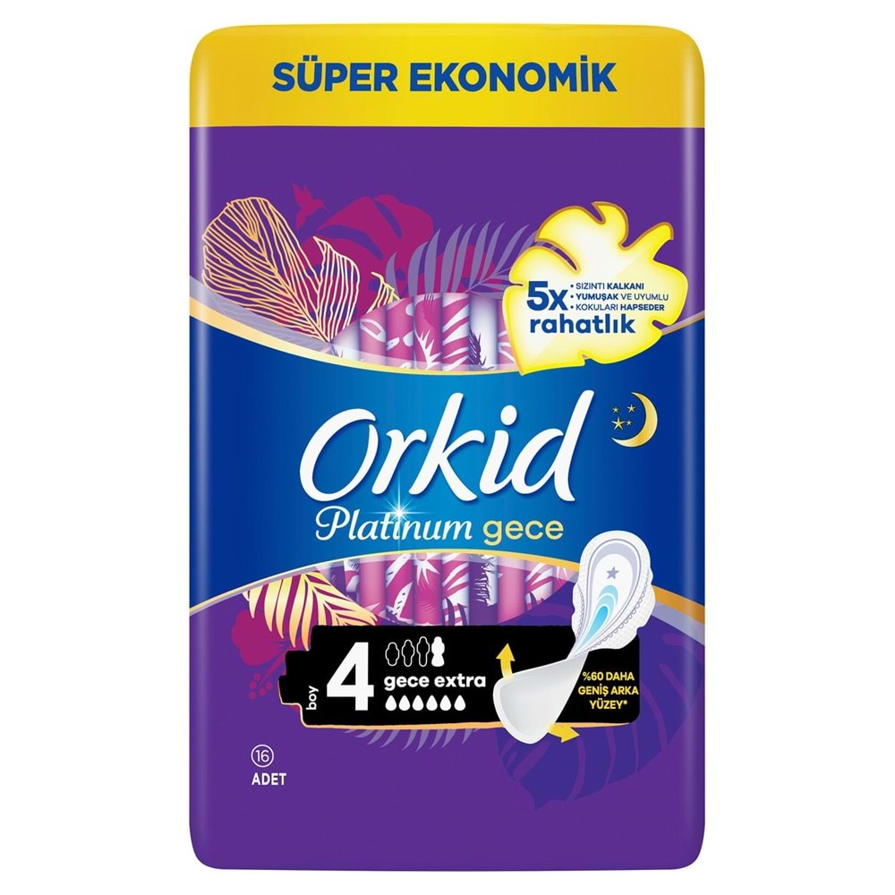 Orkid Platinum Ultra Gece Extra Ped 16 Adet