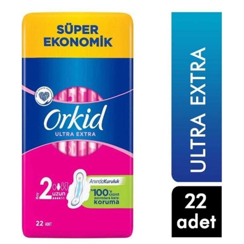 Orkid Ultra Extra Hijyenik Ped Uzun Süper Ekonomik Paket 22 Ped