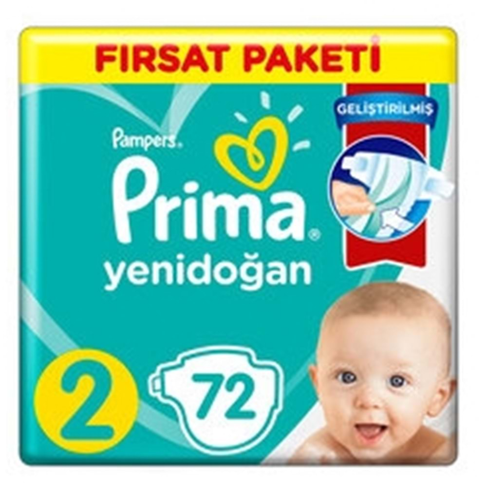 Prima Bebek Bezi Aktif Bebek Fırsat Paketi 2 Beden 72 Li