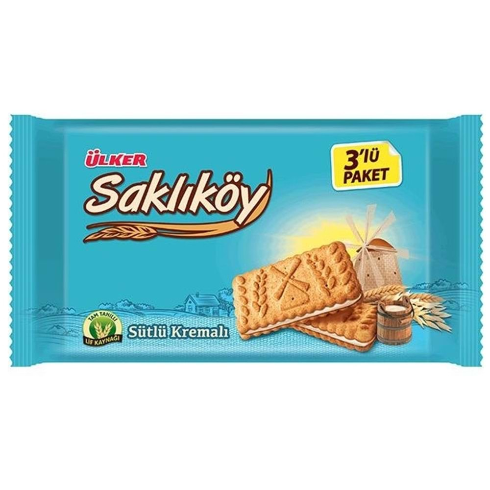 Ülker Saklıköy Sütlü Kremalı Yulaflı Bisküvi 3 Lü 264 Gr