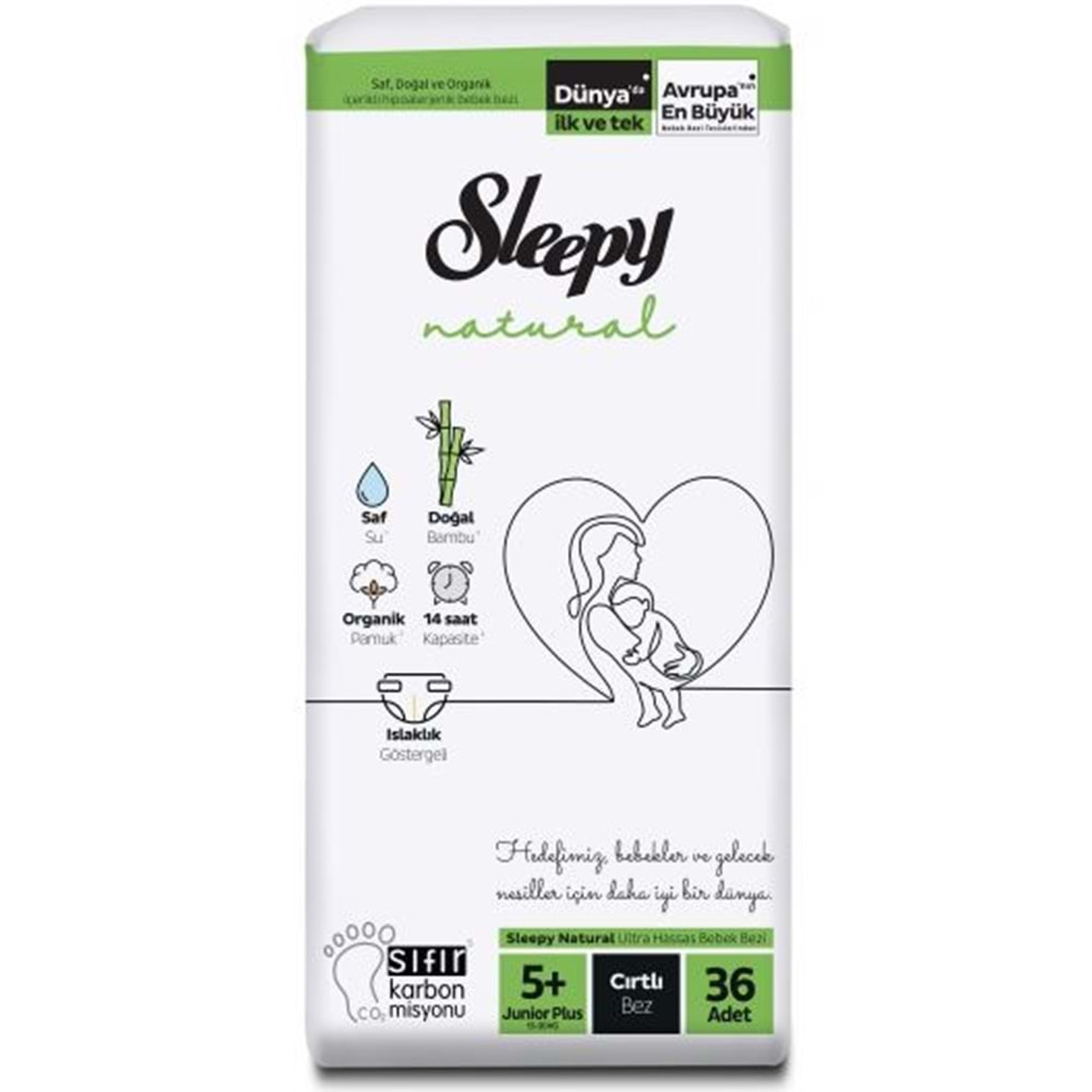 Sleepy Natural 2 li Jumbo Bebek Bezi junior Plus 5+ Numara 36 Adet