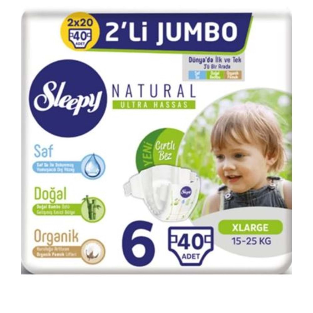 Sleepy Jumbo 2'li 6 No x Large 40'lı (15-25kg)