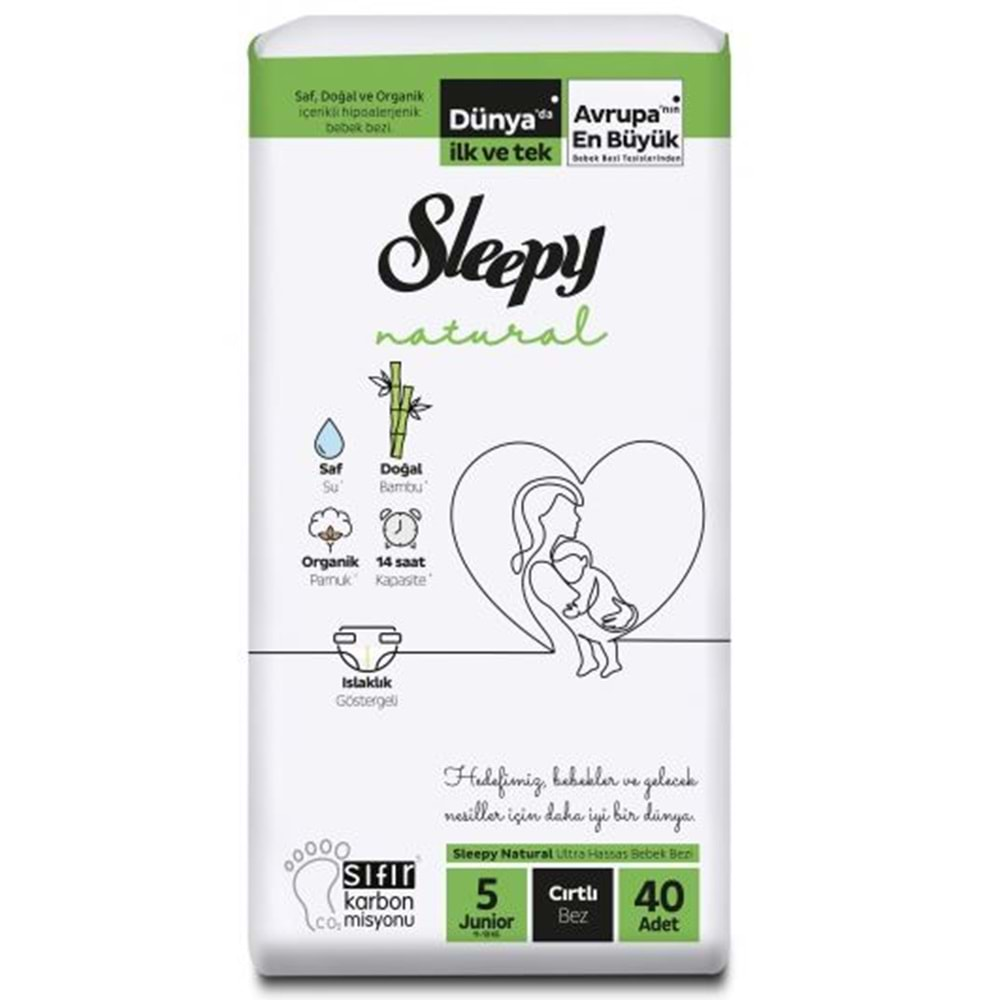 Sleepy Natural 2 li Jumbo Bebek Bezi Junior 5 Numara 40 Adet 11-18 KG