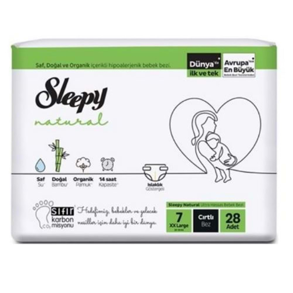 Sleepy Natural 2 li Jumbo Bebek Bezi XXL 7 Numara 28 Adet 20-30 Kg