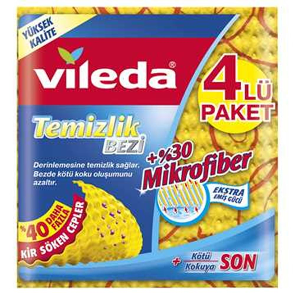 Vileda Mikrofiberli Temizlik Bezi 4 Lü