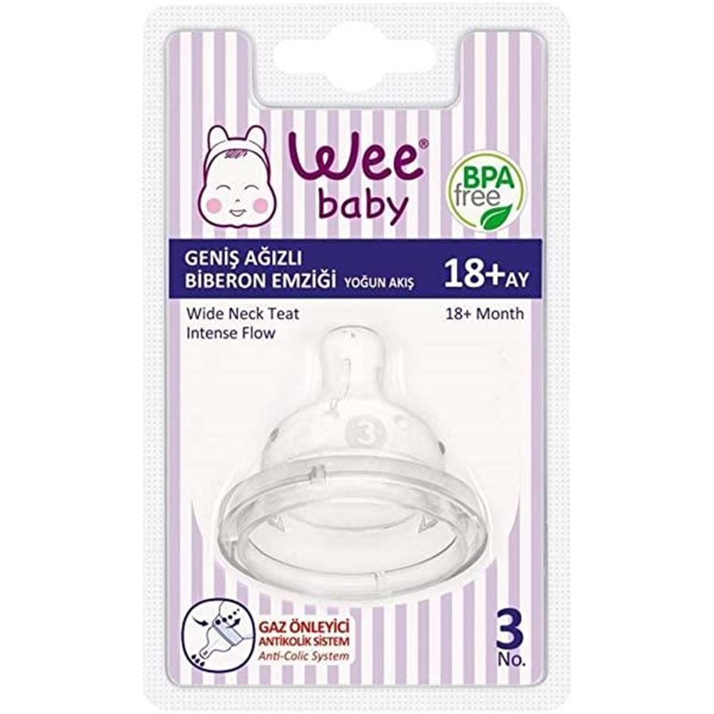 Wee Baby Geniş Ağızlı Biberon Emziği Yoğun Akış No:3 Kod: 854