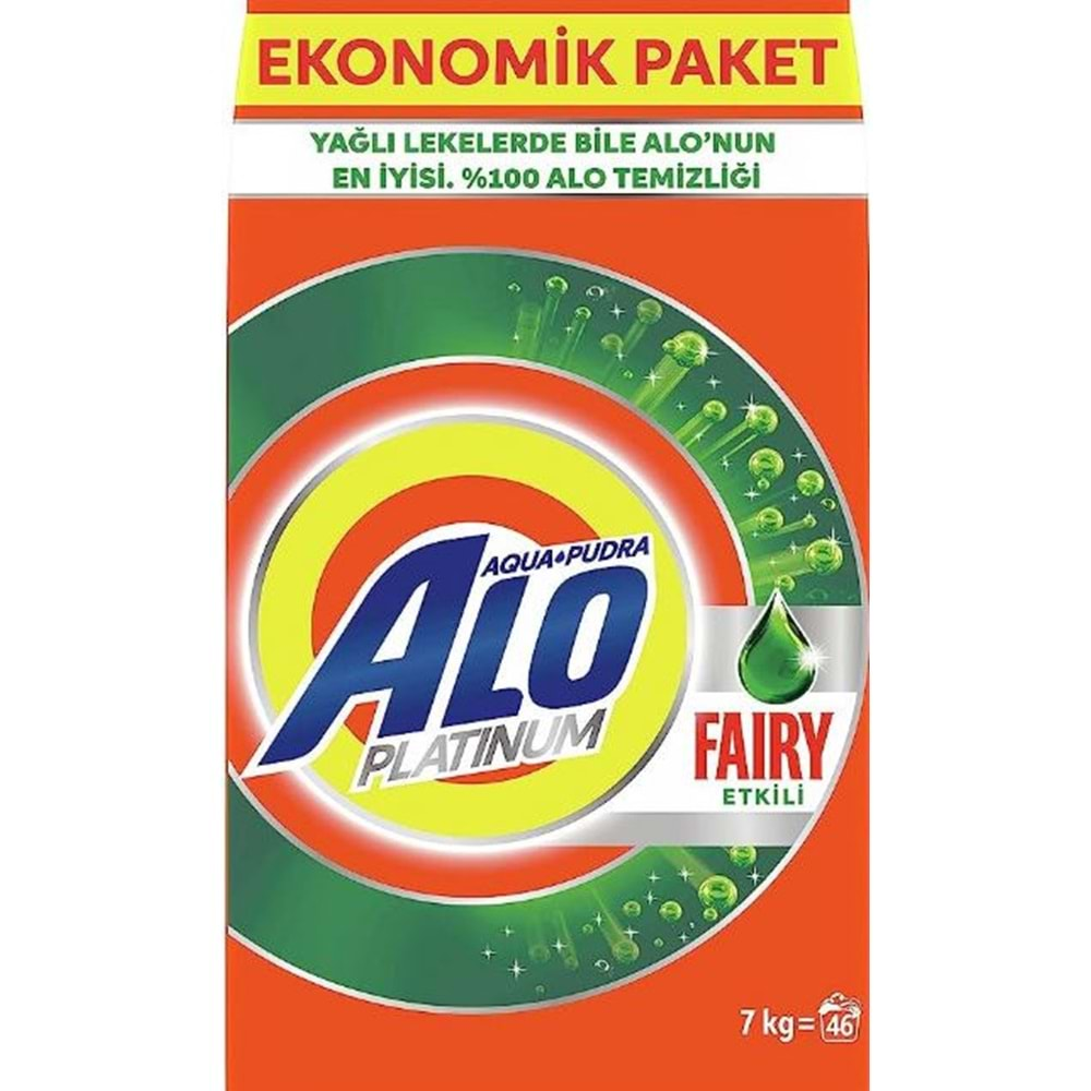 Alo Platinum Aqua Pudra Toz Çamaşır Deterjanı Fairy Etkili Beyazlar, 7 Kg