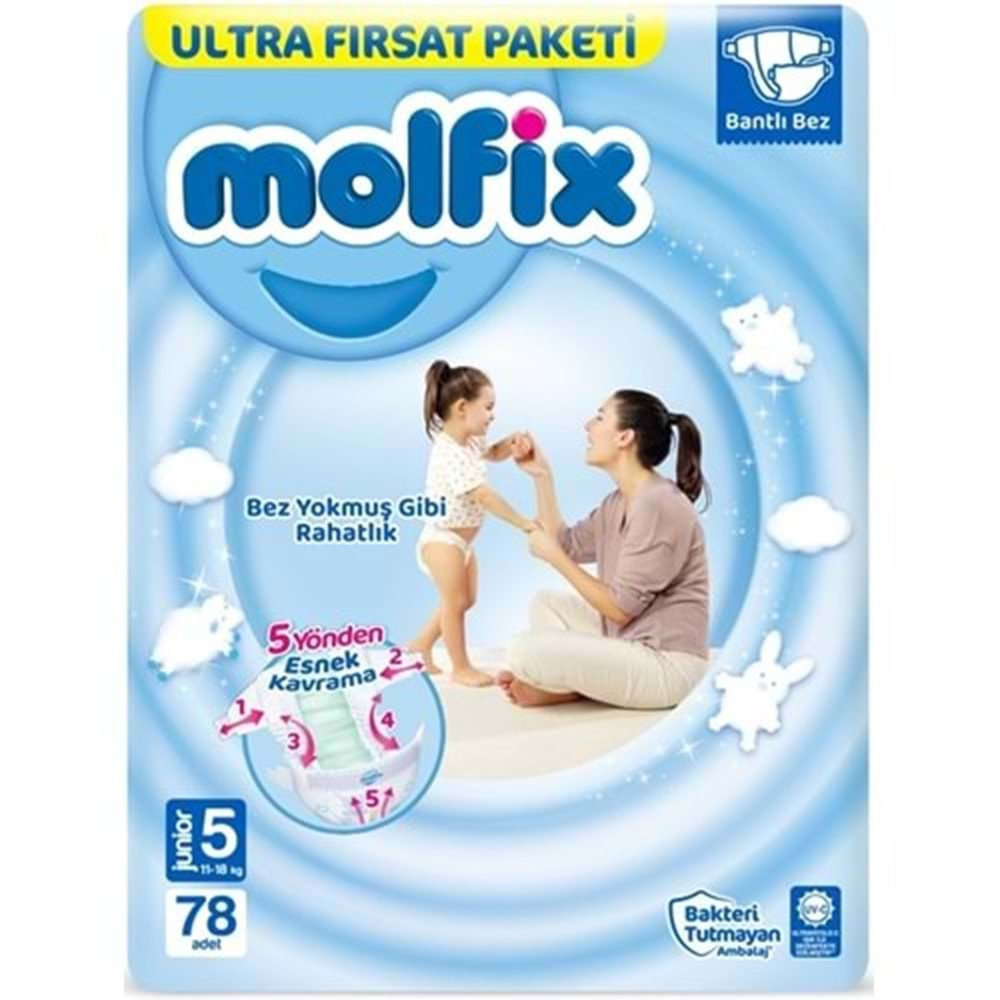 Molfix Bebek Bezi 5 Junior 11-18 kg 78'li Fırsat Paketi