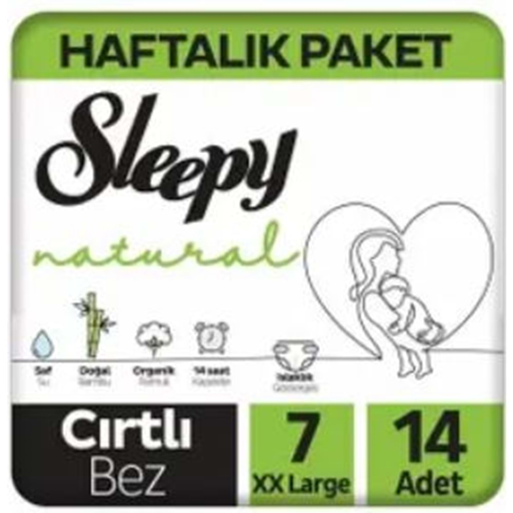 Sleepy Natural No 7 XXLarge 14 Adet Bebek Bezi