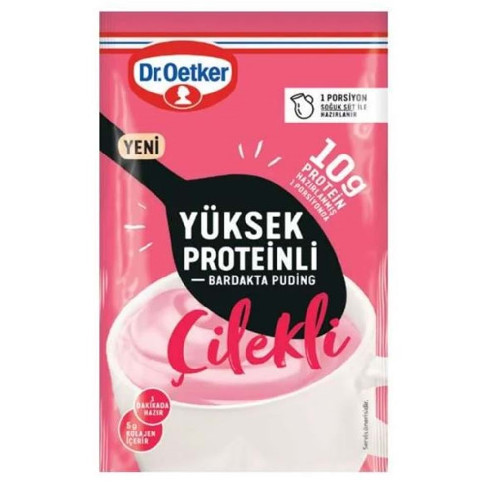 Dr.Oetker Yüksek Proteinli Bardakta Puding 23 Gr Çilekli