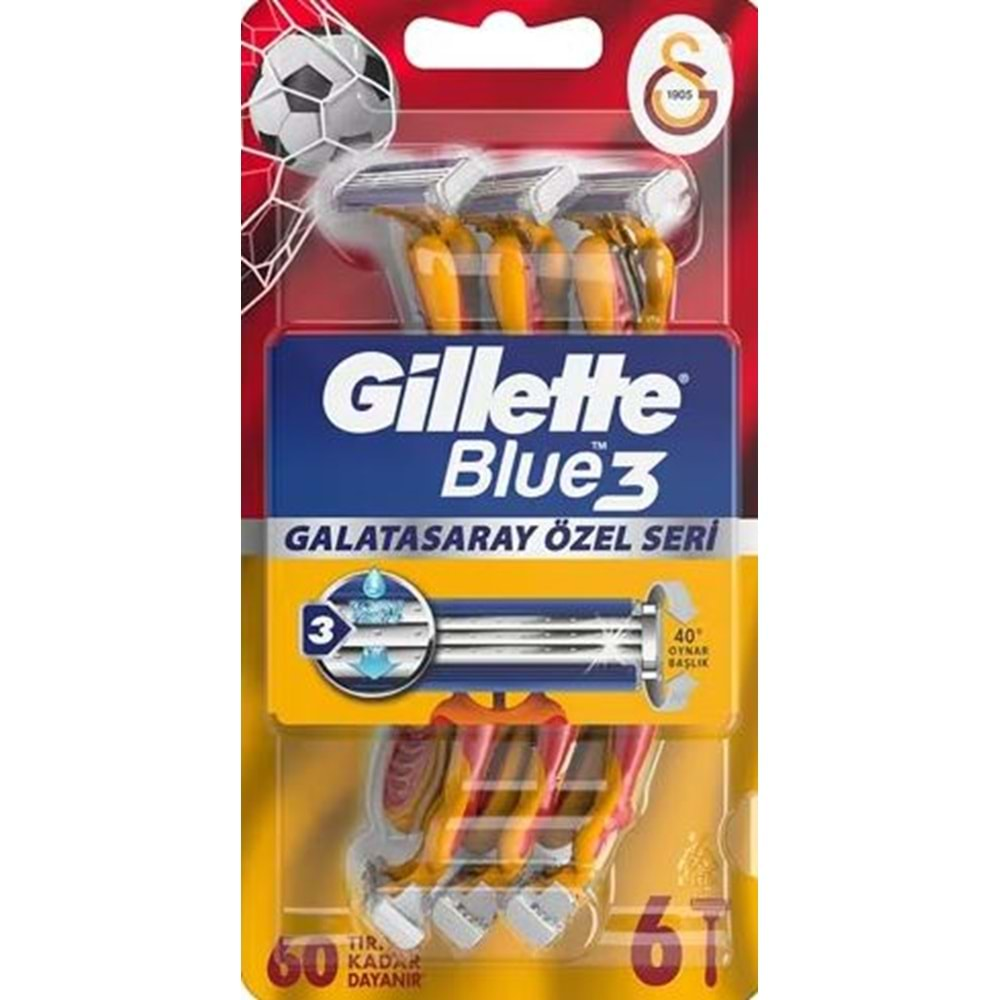 Gillette Blue3 6'lı Galatasaray Taraftar Paketi Tıraş Bıçağı