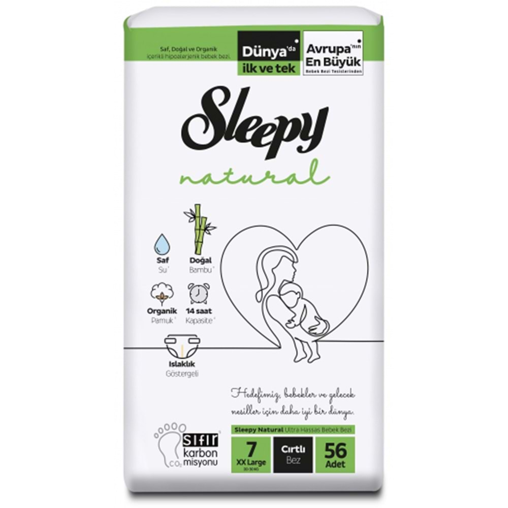 Sleepy Natural 4 lü Jumbo Bebek Bezi XXL 7 Numara 56 Adet