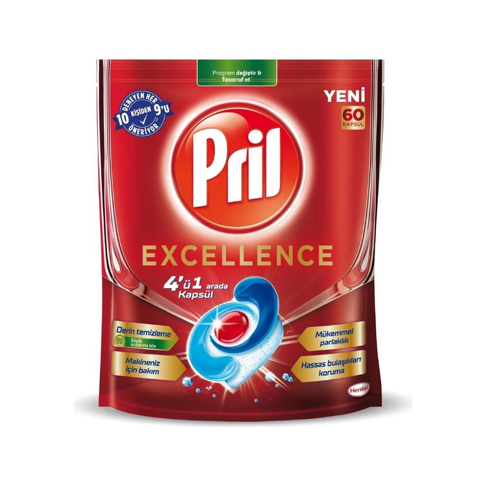 Pril Excellence 4'ü 1 Arada 60'lı Bulaşık Tableti