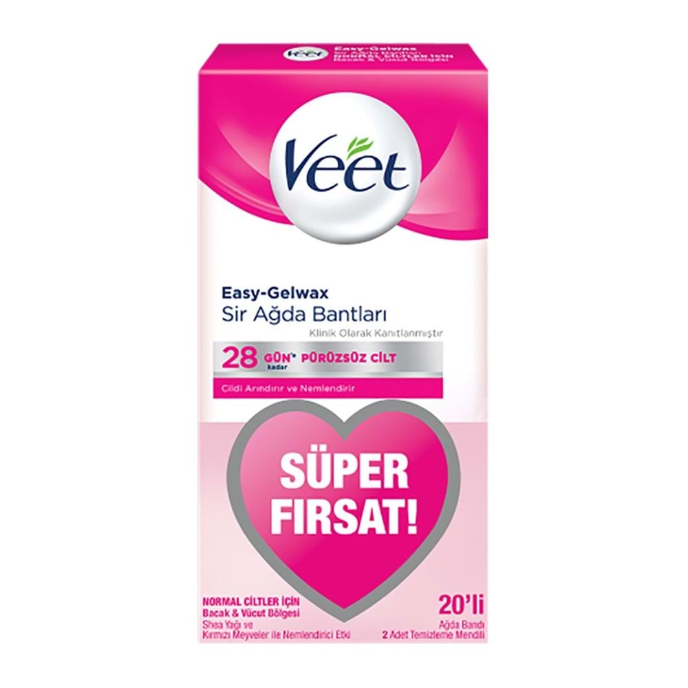 Veet Sir Ağda Bantları Easy - Gelwax 20 li Ağda Bandı Normal Cilt