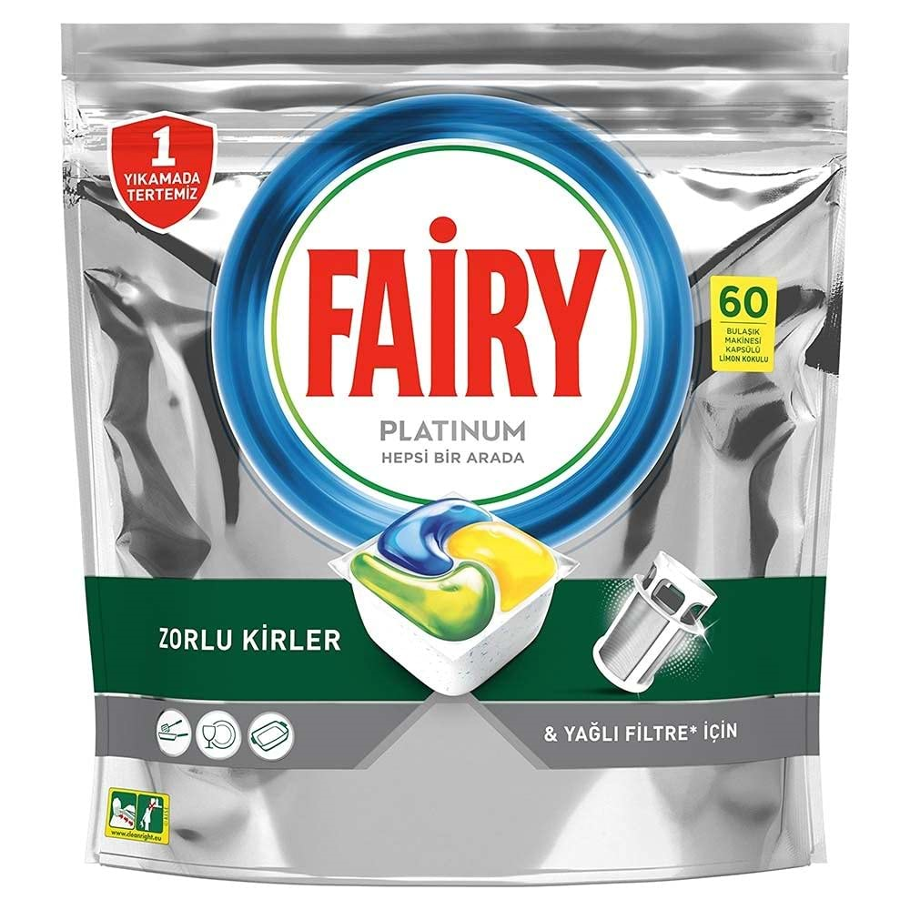 Fairy Platinum Limonlu Hepsi 1 Arada 60 Yıkama Bulaşık Makinesi Deterjanı Tableti