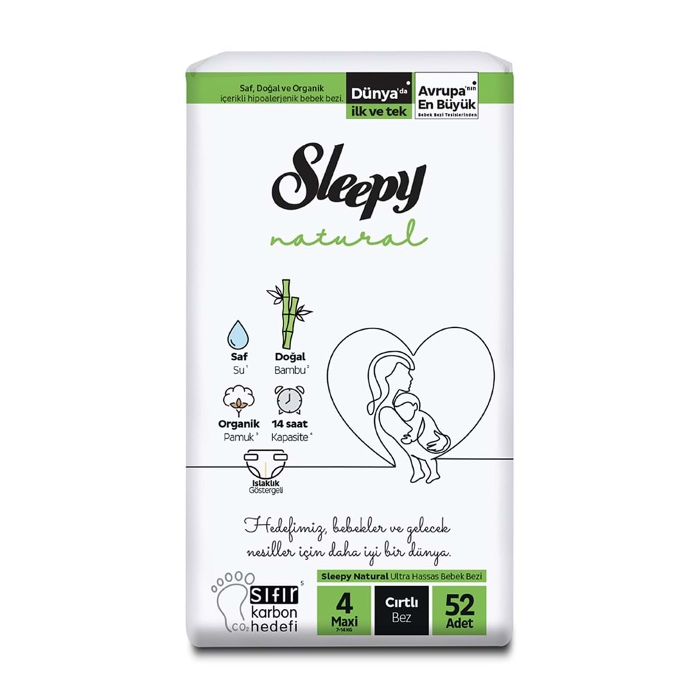 Sleepy Natural Ultra Hassas Bebek Bezi 4 Maxi 52 Li