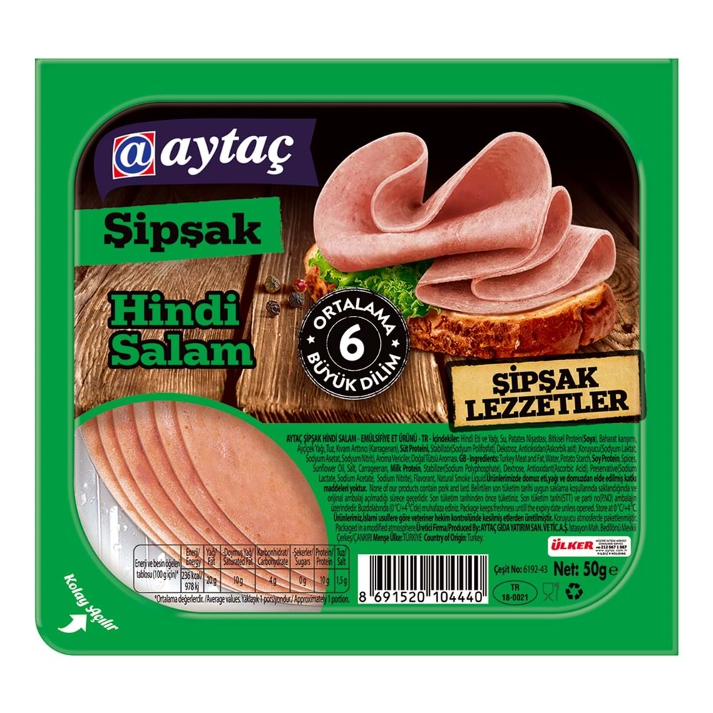 Aytaç Şipşak Dilimli Hindi Salam 50 Gr