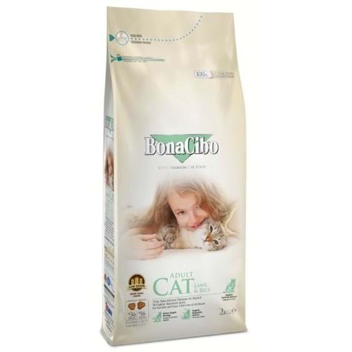 BonaCibo Adult Cat Lamb Rice Kuzulu Kedi Maması 2 Kg