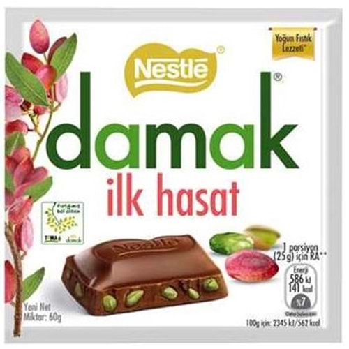 Nestle Damak İlk Hasat Antep Fıstıklı Sütlü Çikolata 60 Gr