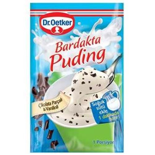 Dr.Oetker Bardakta Puding Çikolata Parçalı-Vanilinli 34 Gr