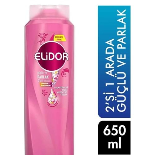 Elidor Şampuan Ve Saç Kremi 650 Ml 2'si 1 Arada Güçlü Ve Parlak