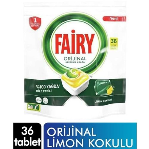 Fairy Hepsi Bir Arada Limon 36 Yıkama Makine Kapsülü