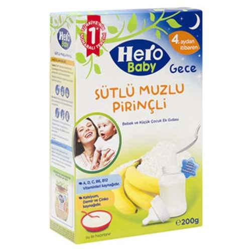 Hero Baby Sütlü Muzlu Pirinçli 200 Gr Gece