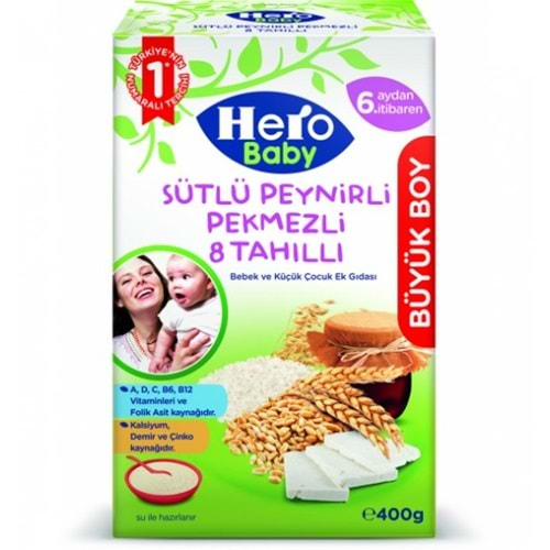 Hero Baby Sütlü 8 Tahıllı Peynirli Pekmezli Ekonomik Paket 400 Gr