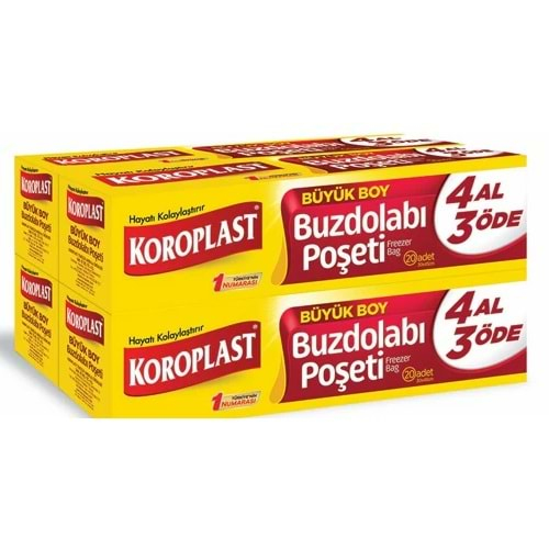 Koroplast Buzdolabı Poşeti Büyük Boy 4 Al 3 Öde 80 Adet