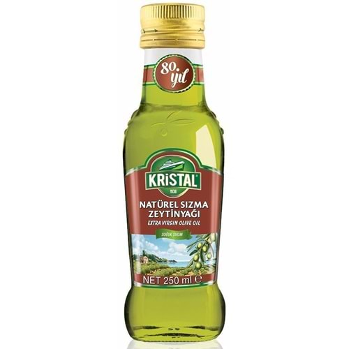 Kristal Natürel Sızma Zeytinyağı Dolgun Güçlü Lezzet Cam 250 Ml