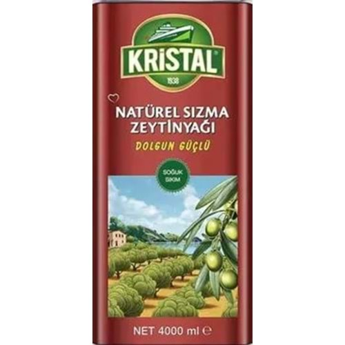 Kristal Natürel Sızma Zeytinyağı Dolgun Güçlü Teneke 4 lt