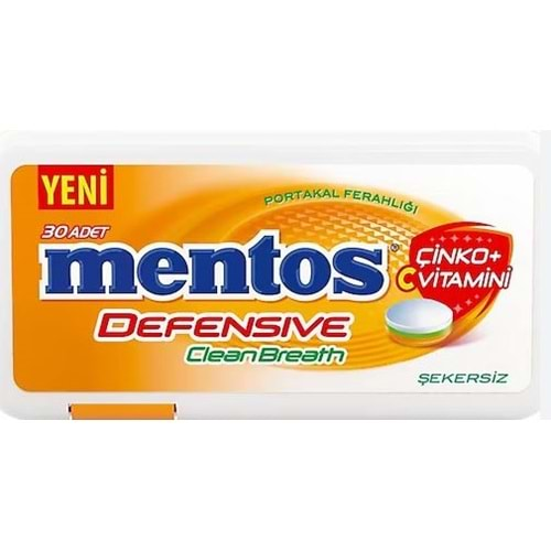 Mentos Defensive Clean Breath Portakal Aromalı Şeker 30 Adet