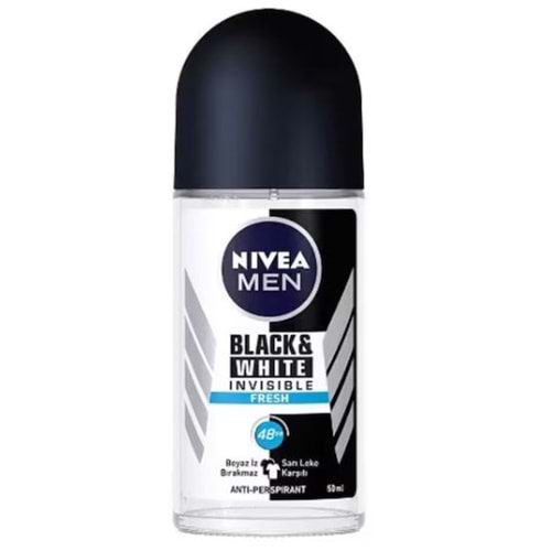 Nivea Invisible Black & White Fres Roll-On Erkek