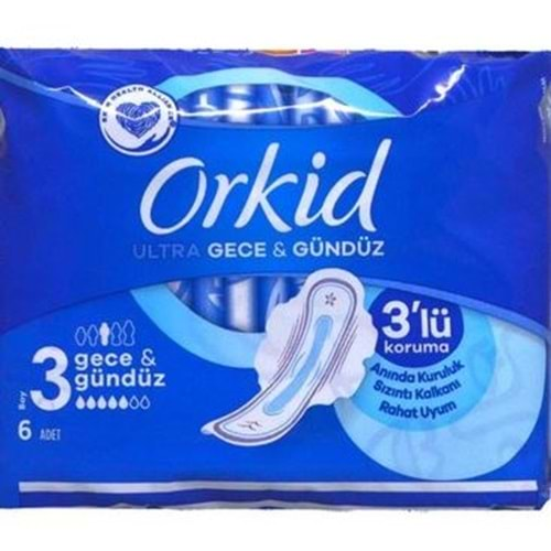 Orkid Ultra Extra Hijyenik Ped Gece Tekli Paket 6 Ped