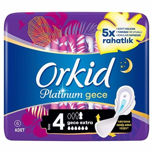 Orkid Hijyenik Ped Platinum Gece Extra 6'lı