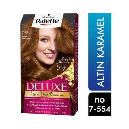 Palette Deluxe Eşsiz Yağ Bakımı Saç Boyası No:7-554 Altın Karamel