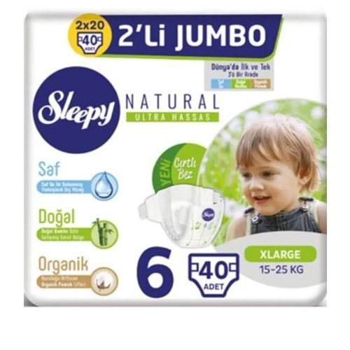 Sleepy Jumbo 2'li 6 No x Large 40'lı (15-25kg)